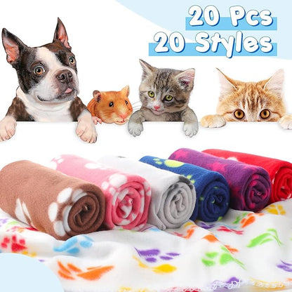 Eccliy 20 Pcs Puppy Blanket Pet Blanket Soft Fleece Dog Blankets Doggie Blanket Warm Felt Throw Blanket Sleep Mat Bed Covers Small Blankets for Puppy Pet Dogs Cat 20 Styles (Paw,39 x 27.5 Inch)