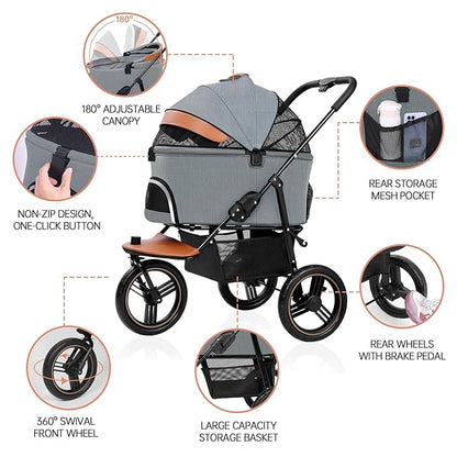 Dog Stroller for Medium Small Dogs 3 in1 3 Wheels