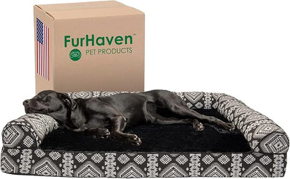 Furhaven Orthopedic Dog Bed for Large Dogs w/ Removable Bolsters & Washable Cover 125 lbs