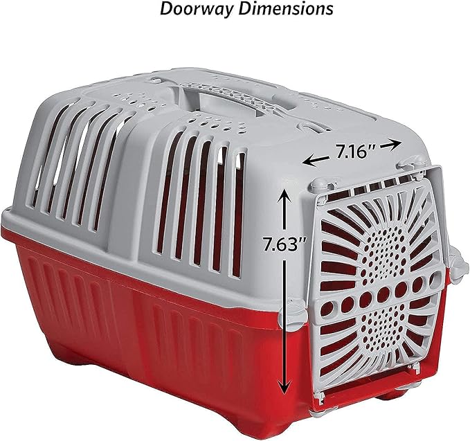 MidWest Homes for Pets Spree Travel Pet Carrier, Red | Hard-Sided Pet Kennel Ideal for Toy Dog Breeds, Small Cats & Small Animals | Dog Carrier Measures 19.1L x 12.5 W x 13H - Inches