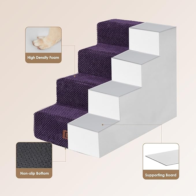 EHEYCIGA Dog Stairs for Bed 18”H 4-Step Dog