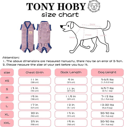 TONY HOBY Female Dog Pajamas, Dog Knited Thermal Pajamas with Stripe, Dog Jumpsuit Pet Clothes for Small Medium Dog (Dark Pink, Girl, XXL)