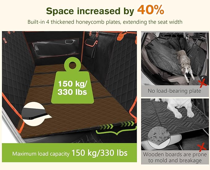 Pecute Back Seat Extender for Dogs Hard Bottom