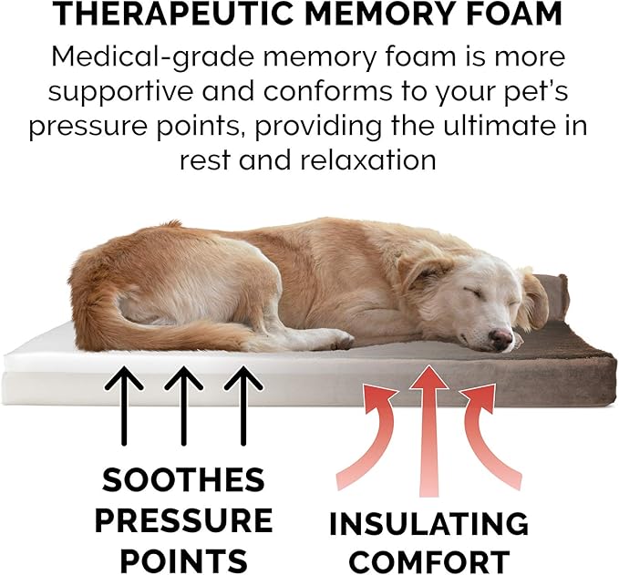 Furhaven Memory Foam Dog Bed for Large Dogs w/ Removable Bolsters & Washable Cover 95 lbs
