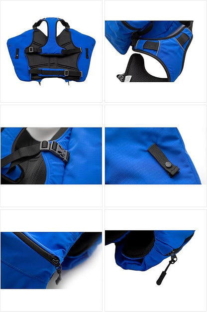 Lovelonglong Dog Backpack for Hiking, Multifunctional Dog Day Pack Zippered Travel Dog Saddle Bag Outdoor Hiking Backpack with 2 Capacious Side Pockets for Small Medium Large Dogs Royalblue M