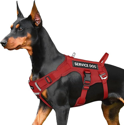 FAYOGOO Service Dog Harness for Medium Dog - Mesh Breathable Dog Harness Escape Proof with Handle - No Pull Military Service Dog Vest with Removable Patches for Walking,Training,Hiking