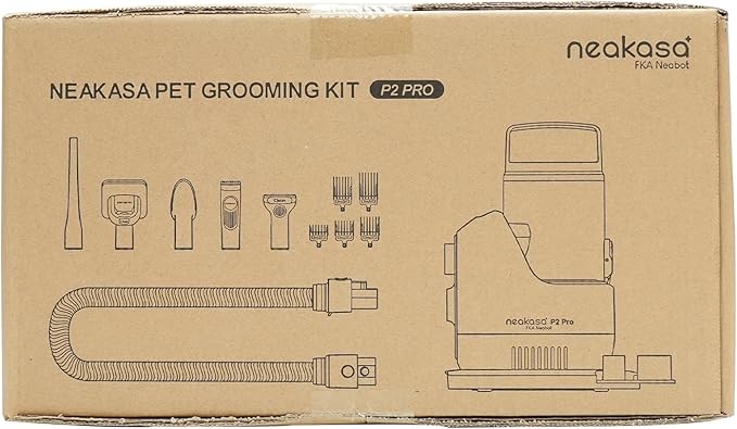 Neakasa by neabot P2 Pro Dog Grooming Kit, Dog Clippers Vacuum Suction 99% Hair, Pet Grooming with 5 Proven Tools, 2L Large-Capacity Easy Empty Dustbin for Dogs Cats Animals