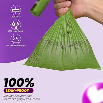 Dog Poop Bags-150 Counts with Leash Dispenser (10 Rolls)