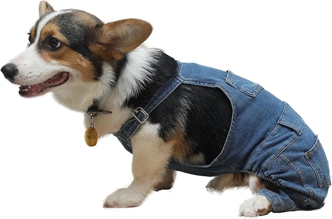 Dog Denim Jumpsuit Overalls, Dog Jeans Overalls Clothes, Puppy Costumes for Small Medium Dogs Cat (X-Small)