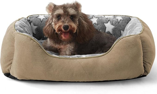SIWA MARY Dog Bed for Small Dogs (20"x 19"x 6") Brown