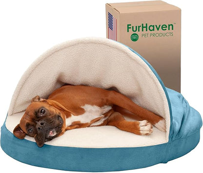 Furhaven 35" Round Memory Foam Dog Bed for Large/Medium Dogs w/ Removable Washable Cover 50 lbs 35-inch