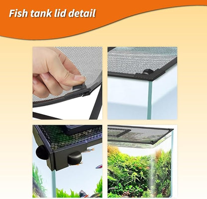 Magnetic Fish Tank Lid Cover DIY Anti-Jumping Net Cover Aquarium Lid Replacement Adjustable Size Fit Tank Size 35"*19"