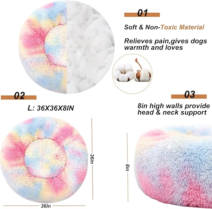 Dog Bed Calming Dog Beds for Small Medium Large Dogs Bed(20"/27"/35") (L 36''x36'', Color)