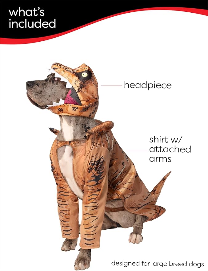 Rubies Jurassic World T-Rex Big Dogs Fun and Cute Pet Costume for Themed Party and Halloween, 2X-Large