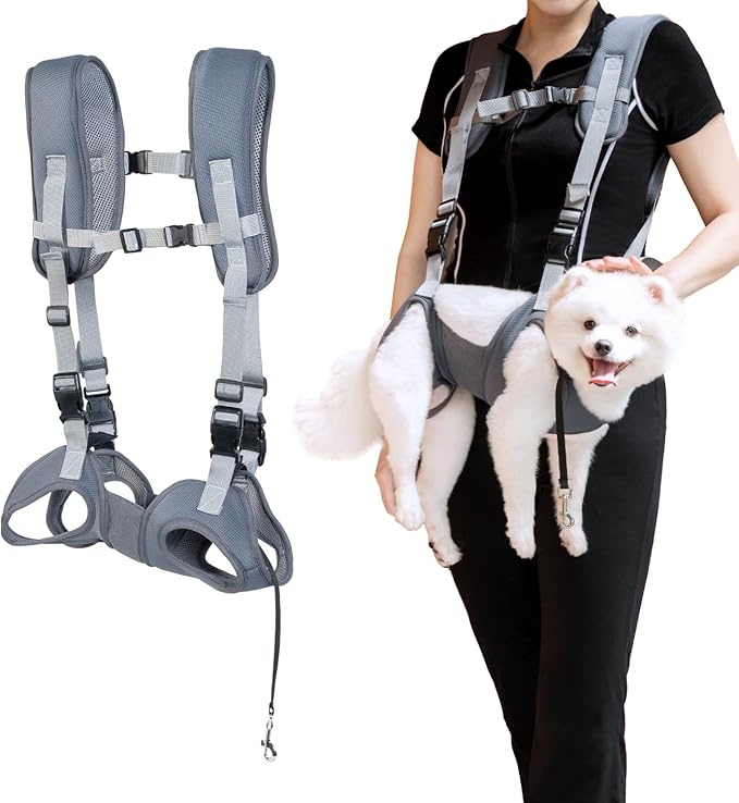 City & Cuddle Dog Backpack Carrier Legs Out Dog Backpack for Hiking and Travel Adjustable Pet Carrying Backpack for Small Dog Puppy and Cat Grey L