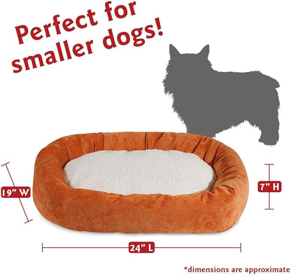 24 inch Orange Villa Collection Sherpa Bagel Dog Bed