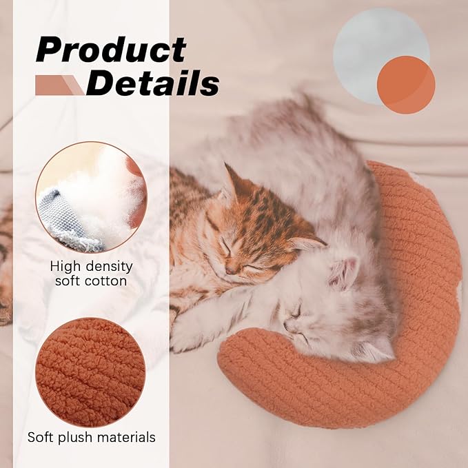 Bonaweite Cat Pillow, Soft Calming Pillow for Dogs, Pet Neck Pillows for Cervical Protection and Sleeping Support, Cat Calming Toy for Anxiety Relief, U-Shaped Soothing Cuddler