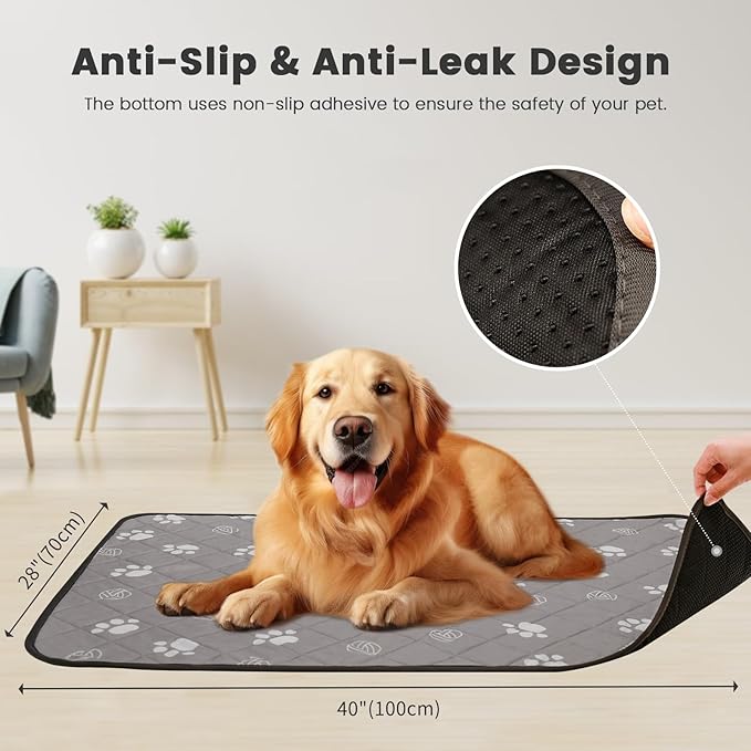 MRSCOZ Non Slip Washable Pee Pads for Dogs 2 Pack 40"x28",Ultra-Absorbent and