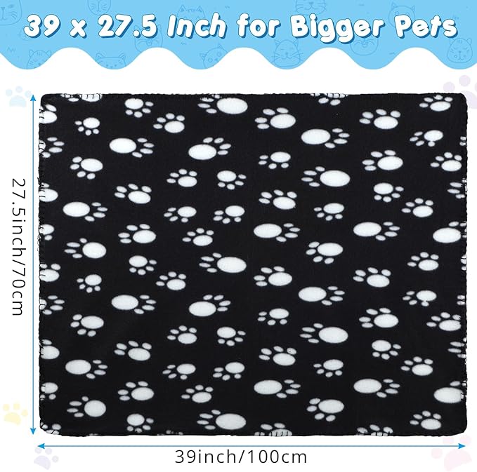 Eccliy 20 Pcs Puppy Blanket Pet Blanket Soft Fleece Dog Blankets Doggie Blanket Warm Felt Throw Blanket Sleep Mat Bed Covers Small Blankets for Puppy Pet Dogs Cat 20 Styles (Paw,39 x 27.5 Inch)