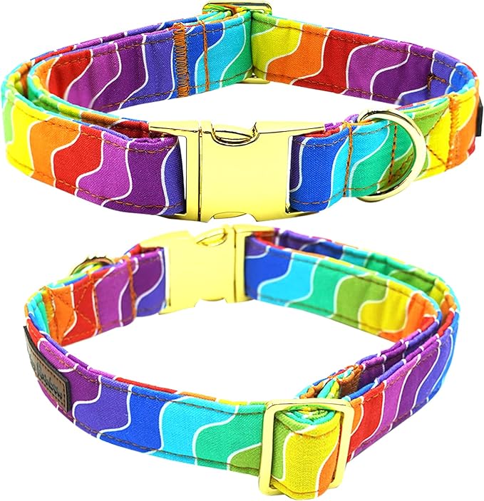 Dog Collar, Pet Collar Rainbow Dog Collar LGBT for Pride Month Durable Metal Pet Collar Dog Cute Girl Boy Dog Collars Adjustable Dog Collar for Small Medium Large Dogs