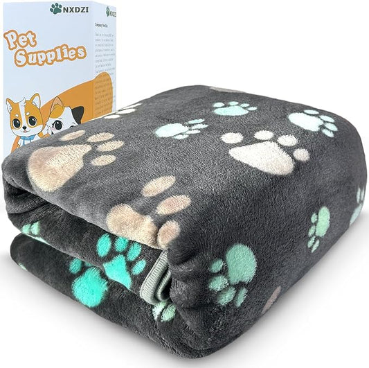 Dog Blankets for Large Dogs, 1 Pc Dog Blanket Washable 60" x 50", Fuzzy Soft Pet Mat Throw Cover for Kennel Crate Bed, Cute Paw Pattern, Cat Blanket, Blankets for Dogs, Pet Blanket