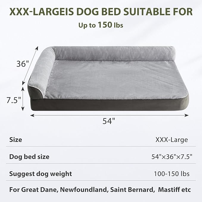 BFPETHOME Orthopedic Dog Beds for Large Dogs-Waterproof Sofa Dog Bed with Removable Washable Cover