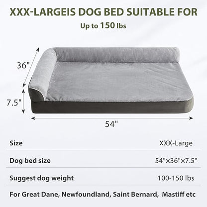 BFPETHOME Orthopedic Dog Beds for Large Dogs-Waterproof Sofa Dog Bed with Removable Washable Cover