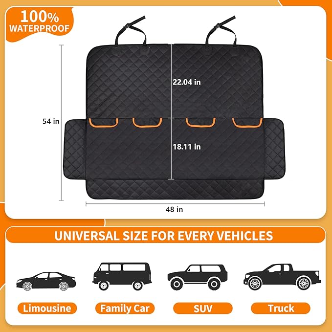 Dog Car Seat Cover for Back Seat 100% 600D 6-Layer