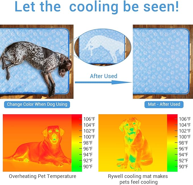 Rywell Upgrade Dog Cooling Mat 36'' x 27'', Arc-Chill Q-Max＞0.5 Endothermic