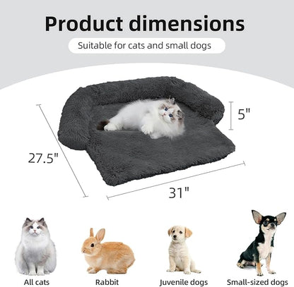 Calming Dog Bed Fluffy Plush Dog Mat for Furniture Protector with Removable Washable Cover for Large Medium Small Dogs and Cats (XS(31“x27.5”x5“)