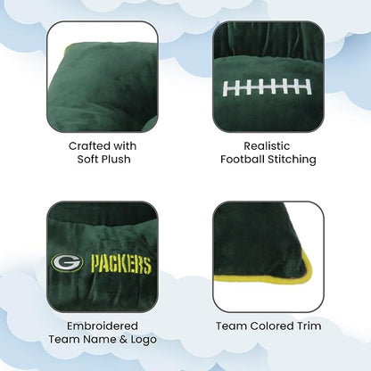 NFL PET BED - Green Bay Packers 'Soft & Cozy' Plush Pillow Bed. - FOOTBALL DOG BED. Cuddle, Warm Sports Mattress BED for CATS & DOGS