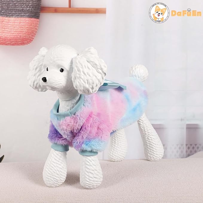 Tie-Dye Puppy Sweater Dog Sweaters for Small Dogs Girl Boy Winter Warm Pet Clothes Outfits for Chihuahua Yorkie Shih Tzu Teacup Cold Weather Dog Coat Spring Cat Apparel (X-Small 2)