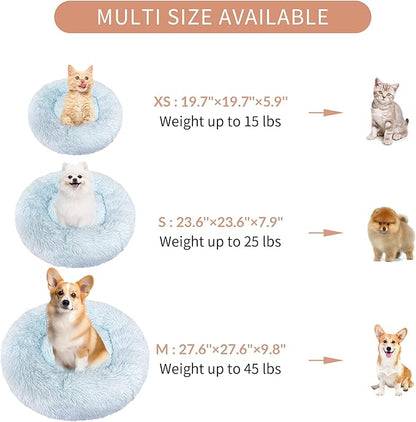 Deluxe Calming Dog Bed for Small Medium Dogs & Cats S(24" x 24" x 8"))