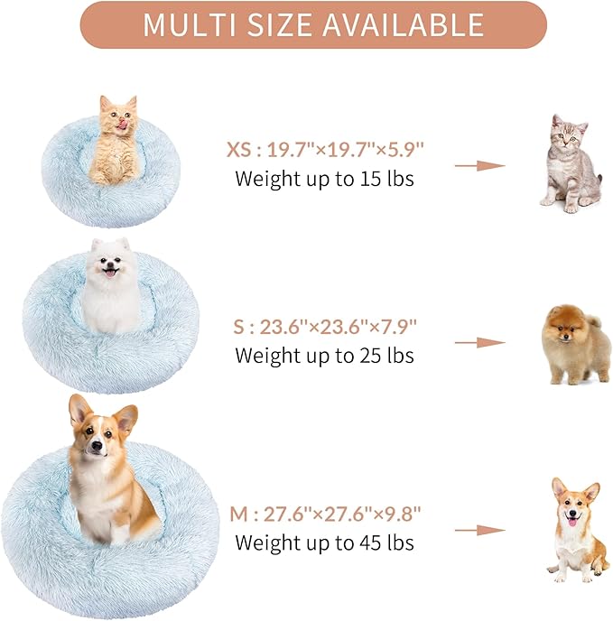 Deluxe Calming Dog Bed for Small Medium Dogs & Cats XS(20" x 20" x 6"))