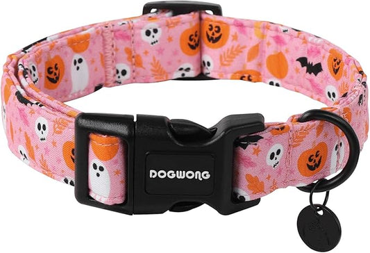 DOGWONG Fall Halloween Dog Collar, Fall Cotton Dog Collar Comfortable Adjustable Girl Fall Dog Collar for Small Medium Larege Dogs