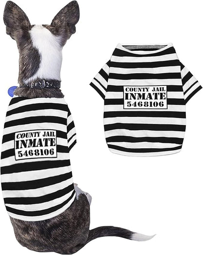 Halloween Pet Dog Costume Funny Cute Halloween Outfit Shirt for Small Dogs and Cats (Prisoner