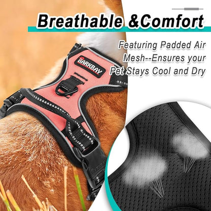 BARKBAY Dog Harness No Pull for Large Dogs - Adjustable, Reflective, Comfortable, No Choke, Heavy-Duty - Perfect for Outdoor Training, Walking, and Hiking - Strong & Durable - XL & Light Pink