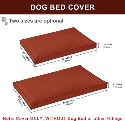 Dog Bed Cover, Waterproof Dog Bed Replacement Cover with Zipper, Oxford Removable Pet Bed Mattress Protector for Outdoor Use, 36Lx27Wx3H in, Bed Cover Only, Tangerine