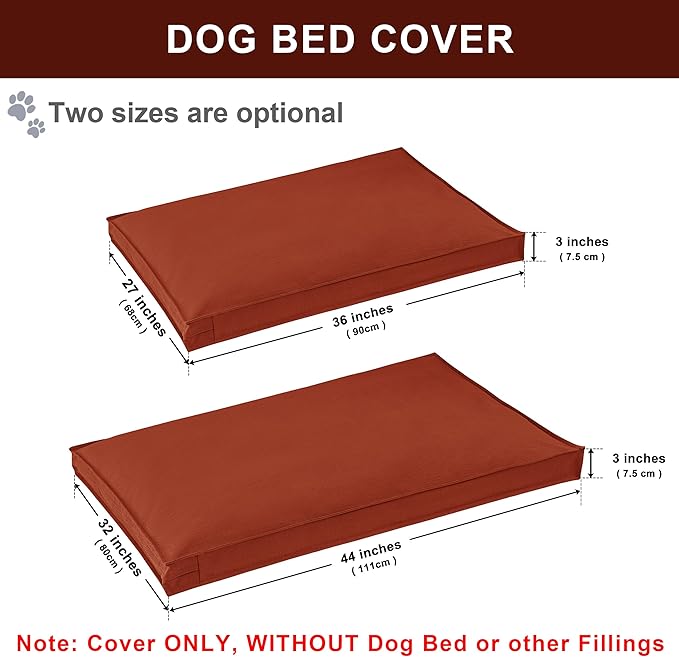 Dog Bed Cover, Waterproof Dog Bed Replacement Cover with Zipper, Oxford Removable Pet Bed Mattress Protector for Outdoor Use, 44Lx32Wx3H in, Bed Cover Only, Tangerine