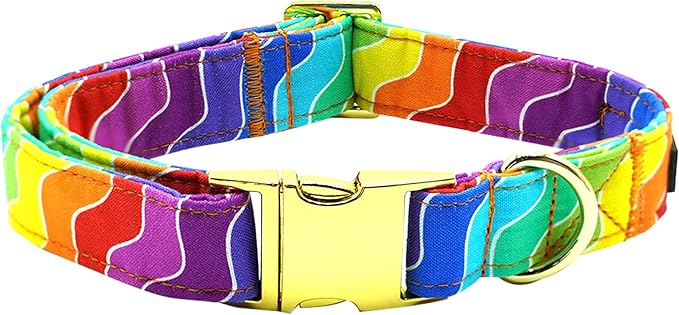 Dog Collar, Pet Collar Rainbow Dog Collar LGBT for Pride Month Durable Metal Pet Collar Dog Cute Girl Boy Dog Collars Adjustable Dog Collar for Small Medium Large Dogs