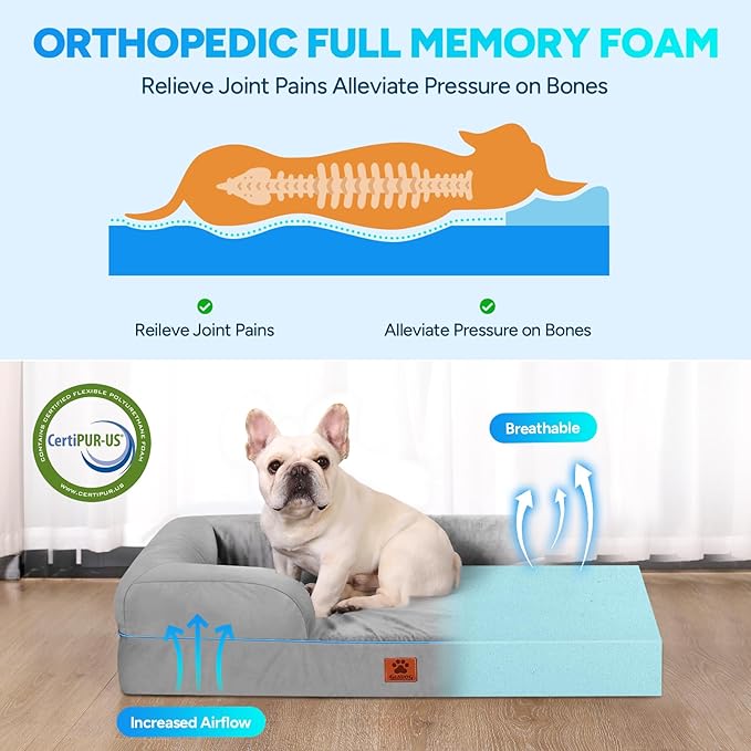 GLADOG Orthopedic Jumbo Dog Bed with Full Memory Foam 52×40 Inches,