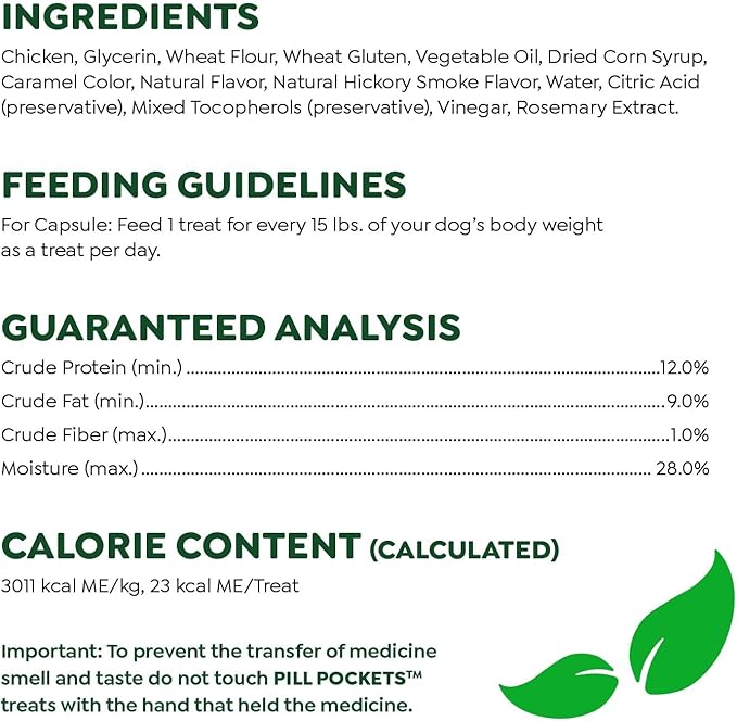 GREENIES PILL POCKETS for Dogs Capsule Size Natural Soft Dog Treats, Hickory Smoke Flavor, 15.8 oz. Pack (60 Treats)