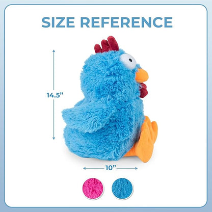 Best Pet Supplies Mrs. Cluck Interactive Squeaky Plush Toy for Small and Medium Breed Puppies or Dogs – Mrs. Cluck (Blue)