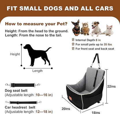 Dog Car Seat for Small/Medium Dogs 35lbs（Darkgray）