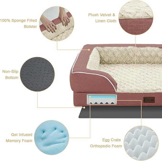 Memory Foam XL Dog Bed with Bolsters