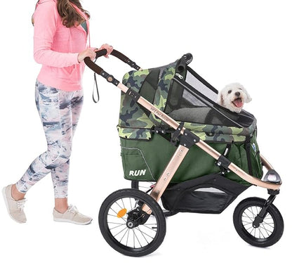 HPZ Pet Rover Run Performance Jogging Sports Stroller with Comfort Rubber Wheels/Zipper-Less Entry/1-Hand Quick Fold/Aluminum Frame for Small/Medium Dogs