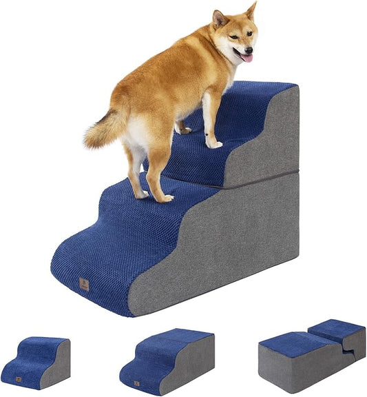 Pettycare Dog Stairs Ramp for High Beds and Couch 4 Steps,Navy