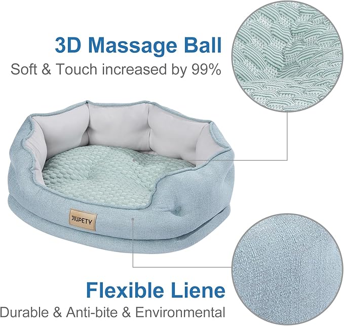 Jiupety Cooling Bed for Indoor Cats with Summer Cooling Mat (20"×19"×6"), Green.