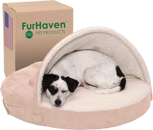 Furhaven 26" Round Orthopedic Dog Bed for Medium/Small Dogs w/ Removable Washable Cover 30 lbs 26-inch