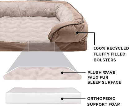 Furhaven Orthopedic Dog Bed for Large Dogs w/ Removable Bolsters & Washable Cover 125 lbs